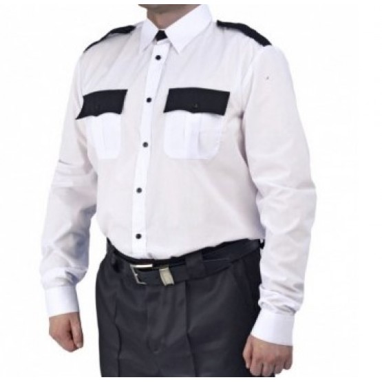 Рубашка мужская дл. рукав белая с черным